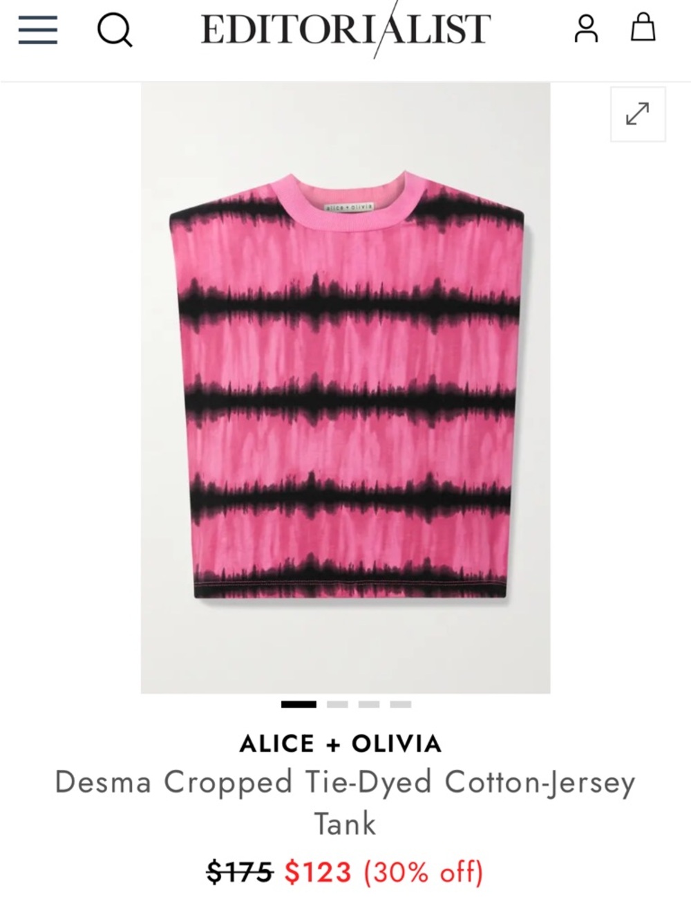 Alice and Olivia Desma Cropped Tie Dye Cotton Jersey Tank - Picture 4 of 4